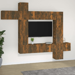 Set di Mobili Porta TV 9 pz Rovere Fumo in Legno Ingegnerizzato