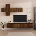 vidaXL Set Mobili Porta TV 7 pz Rovere Marrone in Legno ingegnerizzato