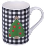 Set 2 pezzi Tazza colazione natalizia 320 ml in new bone China, Tartan