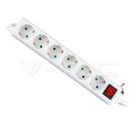 V-TAC Multipresa con Cavo 15m 5 Prese 10A 2P + Schuko e Interruttore Luminoso Spina Schuko Colore Bianco