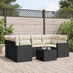 vidaXL Set Divani da Giardino con Cuscini 7pz Nero Polyrattan