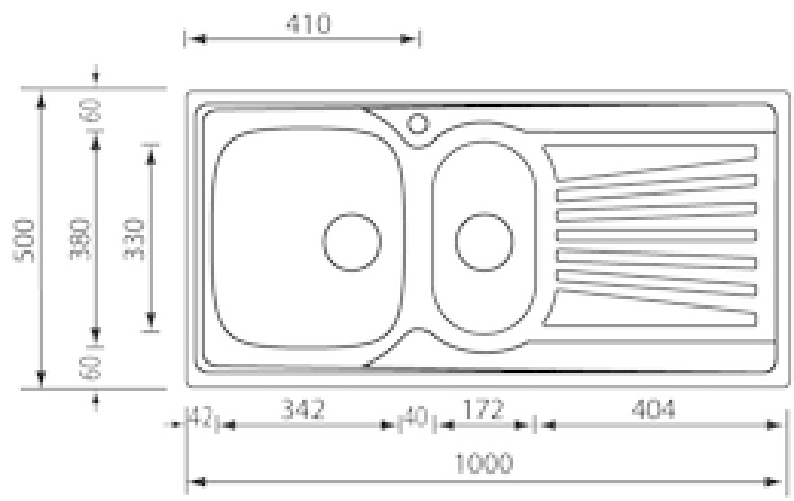 Lavello-MONDIAL-100x50-2-vasche-sinistre--gocciolatoio-ACCIAIO-INOX-finitura-satinato