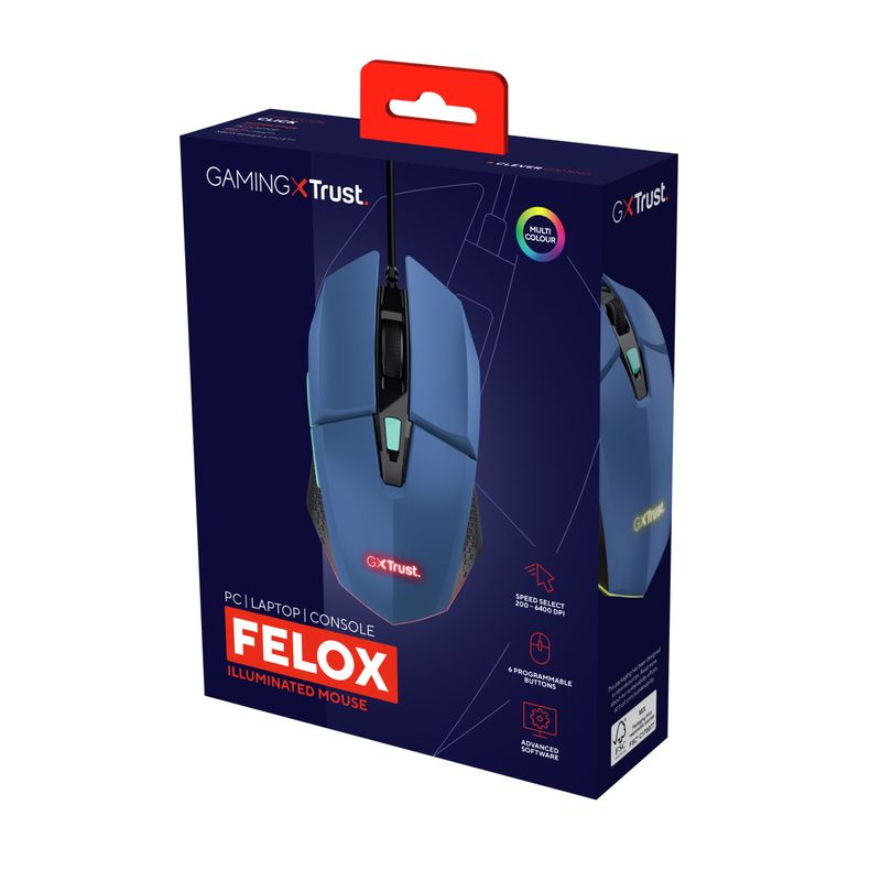 Trust-GXT109B-FELOX-mouse-Giocare-Ambidestro-USB-tipo-A-6400-DPI