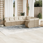 vidaXL Set Divano da Giardino 9 pz con Cuscini Beige in Polyrattan