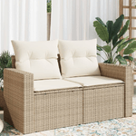 vidaXL Divano da Giardino con Cuscini a 2 Posti Beige in Polyrattan