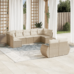 vidaXL Set Divano da Giardino 9 pz con Cuscini Beige in Polyrattan