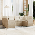 vidaXL Set Divano da Giardino 6 pz con Cuscini Beige in Polyrattan