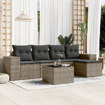 vidaXL Set Divano da Giardino 6 pz con Cuscini Grigio in Polyrattan