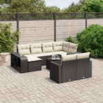 vidaXL Set Divani da Giardino 11 pz con Cuscini in Polyrattan Nero