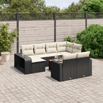 vidaXL Set Divani da Giardino 11 pz con Cuscini in Polyrattan Nero