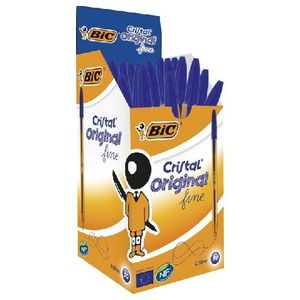 Bic Penna a sfera fine originale Bic Cristal - Punta tonda da 08 mm - Tratto 030 mm - Inchiostro a base di olio