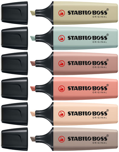 STABILO-BOSS-NatureColors-evidenziatore-6-pz-Punta-smussata-Nero-Bronzo-Marrone-Verde-Grigio-Verde-chiaro