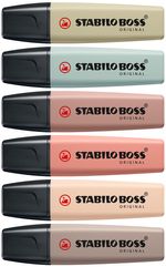 STABILO-BOSS-NatureColors-evidenziatore-6-pz-Punta-smussata-Nero-Bronzo-Marrone-Verde-Grigio-Verde-chiaro