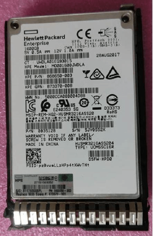 1.6TB SAS 12G SFF SC DS MU SSD - Warranty 36M