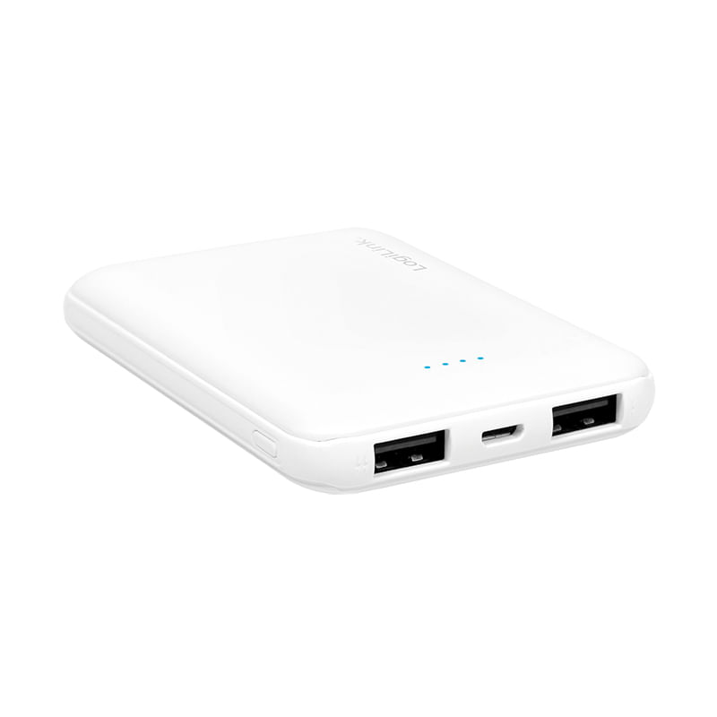 -Batteria-Portatile-Per-Smartphone-E-Tablet-5000-Mah-Con-Due-Porte-Usb-Bianca