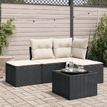 vidaXL Set Divani da Giardino 5 pz con Cuscini in Polyrattan Nero