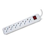 Link Led Multipresa 6 Prese Universali Ita/Schuko 10/16 A - Spina 16 A Con Interruttore Bianca