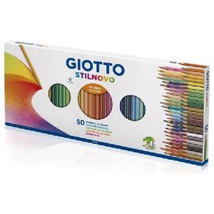 FILA Astuccio 50 Pastelli A Matita Giotto Stilnovo - Contiene 44 Colori Classici, Oro, Argento, E 4 Fluo