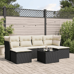 vidaXL Set Divani da Giardino con Cuscini 7pz Nero Polyrattan