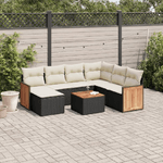 vidaXL Set Divani da Giardino con Cuscini 8 pz Nero in Polyrattan