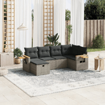 vidaXL Set Divano da Giardino 6 pz con Cuscini Grigio in Polyrattan