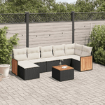 vidaXL Set Divani da Giardino con Cuscini 8 pz Nero in Polyrattan