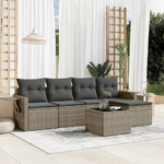 vidaXL Set Divano da Giardino 6 pz con Cuscini Grigio in Polyrattan