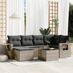 vidaXL Set Divani da Giardino 7 pz con Cuscini Grigio in Polyrattan