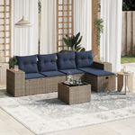 vidaXL Set Divano da Giardino 6 pz con Cuscini Grigio in Polyrattan