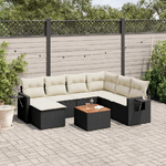 vidaXL Set Divani da Giardino con Cuscini 8 pz Nero in Polyrattan