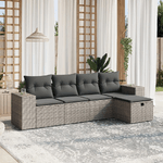 vidaXL Set Divano da Giardino 5 pz con Cuscini Grigio in Polyrattan