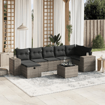 vidaXL Set Divano da Giardino 8 pz con Cuscini Grigio in Polyrattan