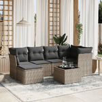 vidaXL Set Divani da Giardino 7 pz con Cuscini Grigio in Polyrattan