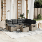 vidaXL Set Divano da Giardino 8 pz con Cuscini Grigio in Polyrattan