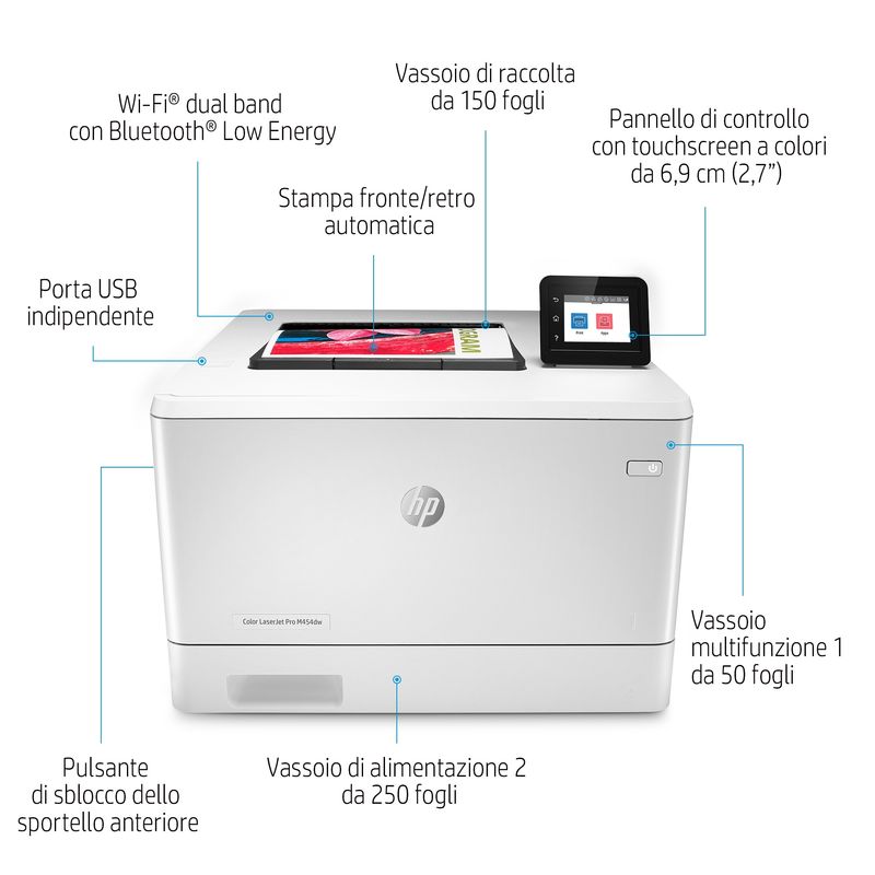 ORIGINALE-HP-stampante-Color-LaserJet-Pro-M454dw-W1Y45A-B19-Stampante-laser-a-colori-HP-Color-LaserJet-Pro-M454dw