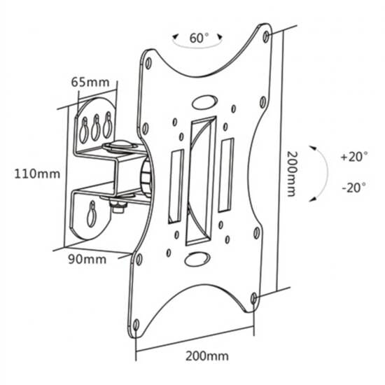 Staffa-A-Muro-Orientabile-Per-Tv-23-42-Fino-A-Vesa-200X200