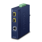 PLANET IGT-1205AT convertitore multimediale di rete 1000 Mbit/s Blu (IP30 Industrial 10/100/1000T - to 2-P 100/1000X SFP