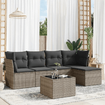 vidaXL Set Divano da Giardino 6 pz con Cuscini Grigio in Polyrattan