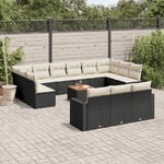 vidaXL Set Divani da Giardino 14pz con Cuscini in Polyrattan Nero