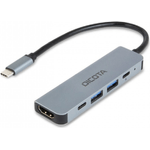 DICOTA D32060 hub di interfaccia USB tipo-C Argento (USB-C 5-IN-1 VIDEO HUB 4K PD - 100W)