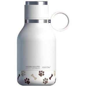 Asobu Dog Bowl - Edelstahlflasche mit Hundenapf 1 Liter Weiß