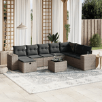 vidaXL Set Divano da Giardino 9 pz con Cuscini Grigio in Polyrattan