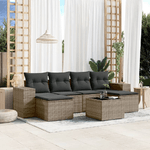 vidaXL Set Divani da Giardino 7 pz con Cuscini Grigio in Polyrattan