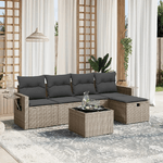 vidaXL Set Divano da Giardino 6 pz con Cuscini Grigio in Polyrattan