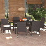 vidaXL Set da Pranzo per Giardino 7 pz con Cuscini Polyrattan Marrone