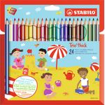 STABILO Matita colorata triangolare - Trio thick - Astuccio da 24 + temperino - Colori assortiti