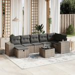 vidaXL Set Divano da Giardino 8 pz con Cuscini Grigio in Polyrattan