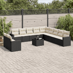 vidaXL Set Divani da Giardino 12 pz con Cuscini Nero in Polyrattan