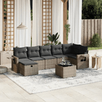 vidaXL Set Divano da Giardino 8 pz con Cuscini Grigio in Polyrattan