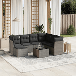 vidaXL Set Divano da Giardino 8 pz con Cuscini Grigio in Polyrattan